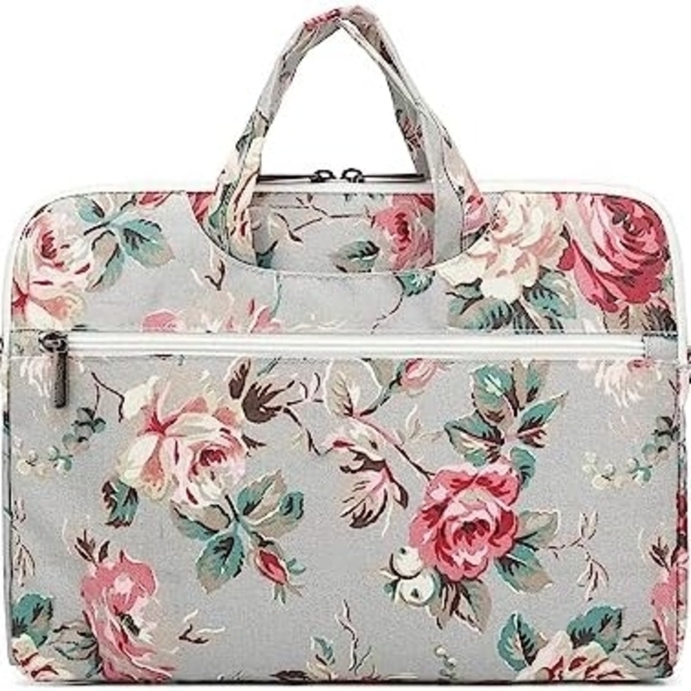 Floral Women's Laptop Bag in Gray